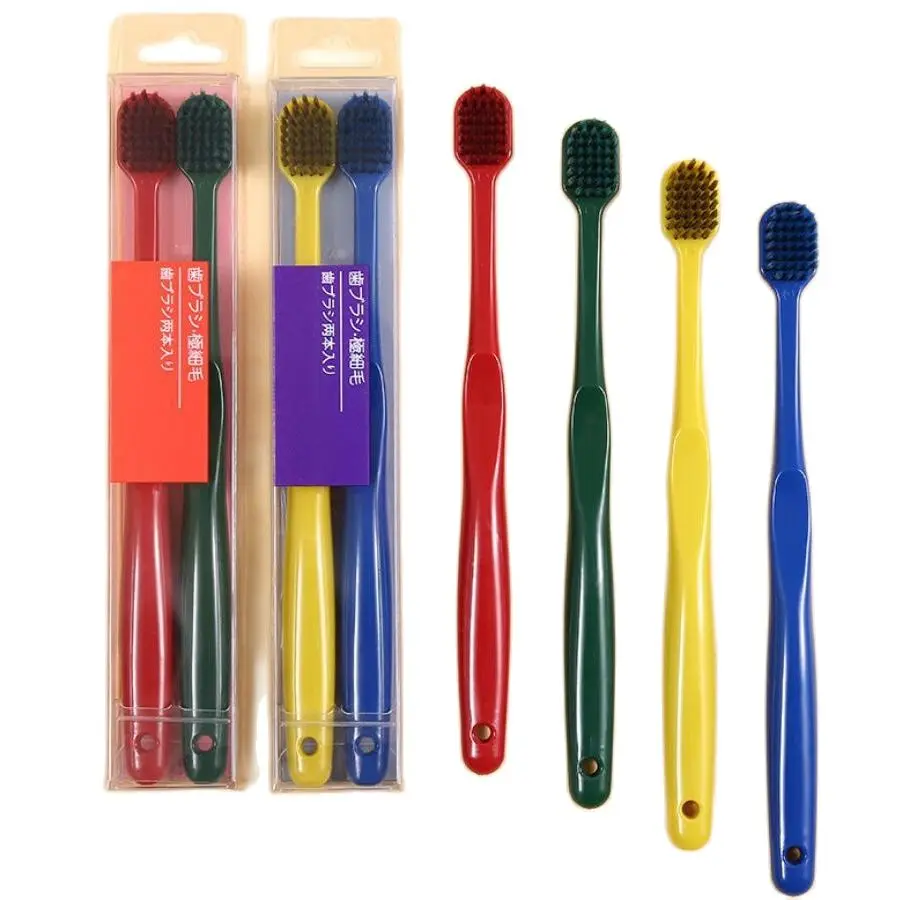 

Wide-headed Toothbrush Korean Macarone Couple Japanese Series 2 Soft-haired Toothbrush Small Plate Couple Soft Toothbrushes