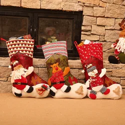 Natal meia saco de presente decoração de natal brinquedo de pelúcia meias papai noel meias doces