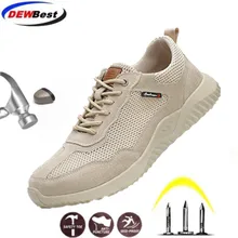 Модная кожаная мужская защитная Рабочая обувь мужская жесткая обувь дышащая легкая противоскользящая Светоотражающая защитная обувь