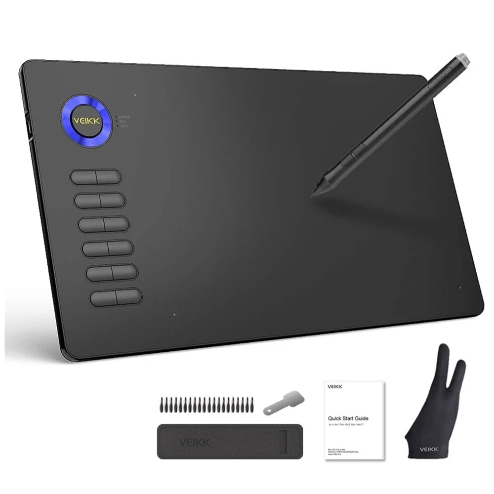 Compra VEIKK-Tableta de dibujo con digitalizador electromagnético, bolígrafo gráfico de 10x6 pulgadas con batería, Stylus gratis y 12 teclas de atajo, A15 qxQKMzeQ5DL