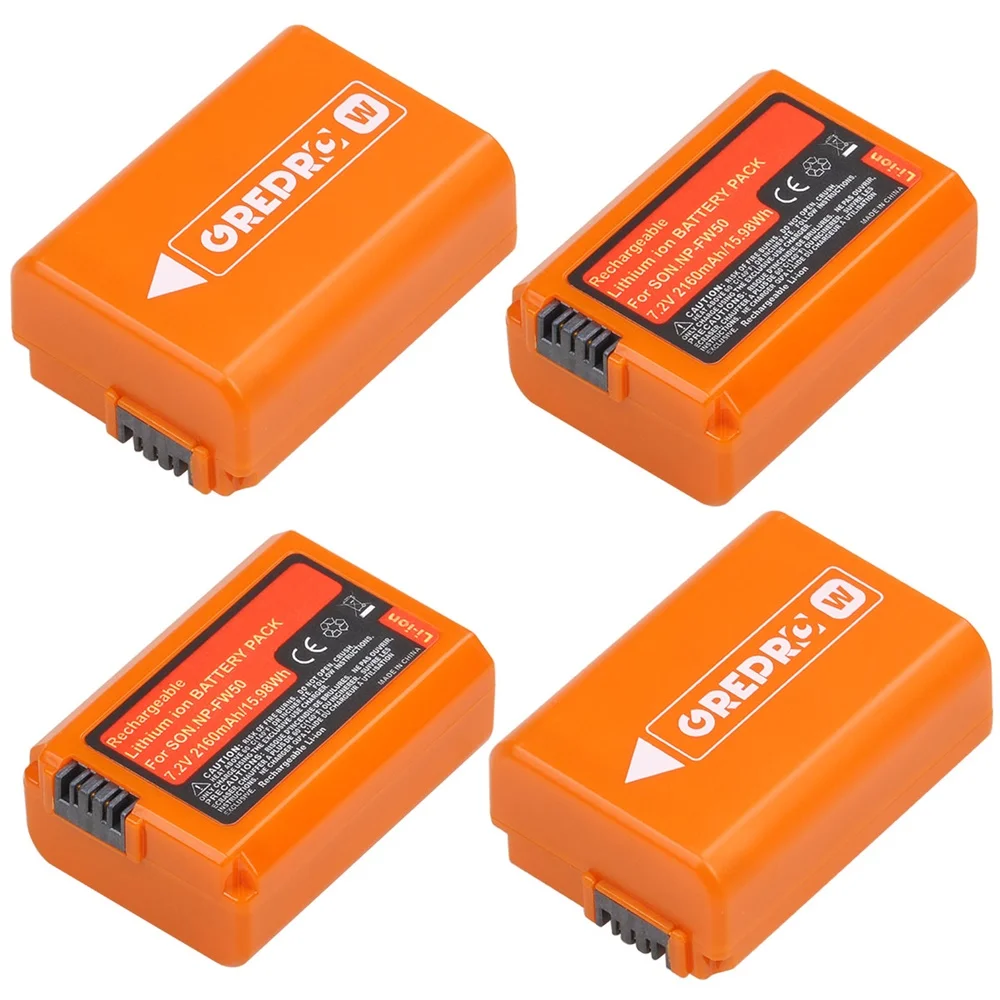 Orange NP-FW50 NP FW50 Battery (2160mAh) for Sony Alpha a6500 a6300 a6000 a5000 a3000 NEX-3 A7 A7II A7RII A7SII A7S A7S2 A7R A7R usb spy camera Camera & Photo Accessories