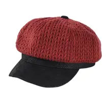 Японская женская зимняя вязаная бейсболка с шаговым швом контрастного цвета, Классическая восьмиугольная шапочка с козырьком