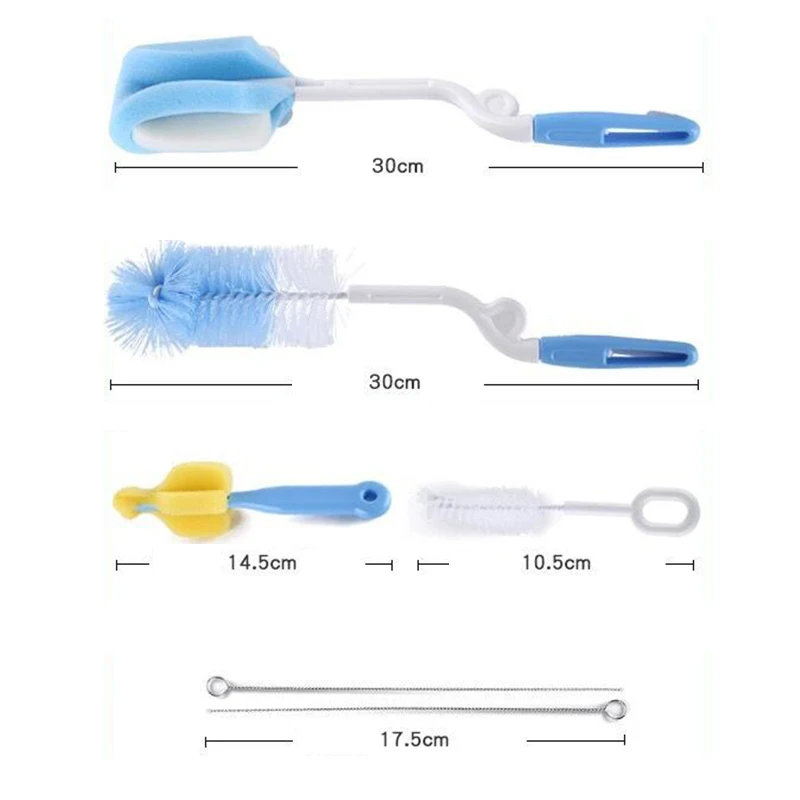 5 шт./компл. щетка для детской бутылочки 360 градусов Губка Очиститель Пластик Стекло чашка для молока воды очистка инструментов Соска-пустышка щетки для соски