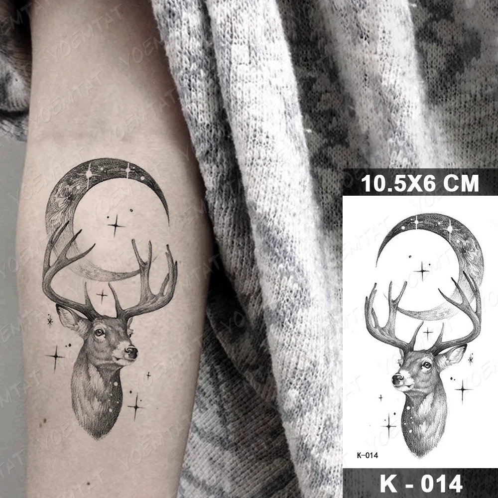 Waterproof Temporary Tattoo Stickers Wolf Cat Deer Panda Moon Mountain Flash Tatto Arm Wrist Fake Tattoos Body Art Women Men Kids,tattoo sticker,temporary tattoos