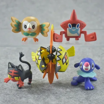 

4CM Japan Anime Litten Rowlet Popplio Tapu Koko pkm Action Figure PVC Model Toys For Children Gift