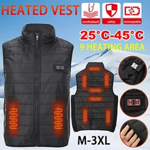 

9 Places Heated Jacket Fashion Men Women Coat Intelligent USB Electric Heating Thermal Warm Clothes Winter Heated Vest Plussize
