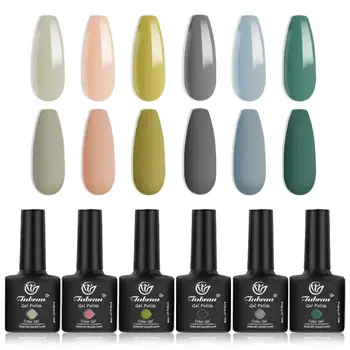 

Tubran Gel Nail Polish Set, Nude Green Series 6 Color 8ML+ Soak Off UV/LED Gel Polish Kit with The Color Label on The Bottle Cap
