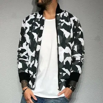 

Men Casual Camouflage Trench Outwear Zip Up Bomber Jacket Baseball Tops Coat