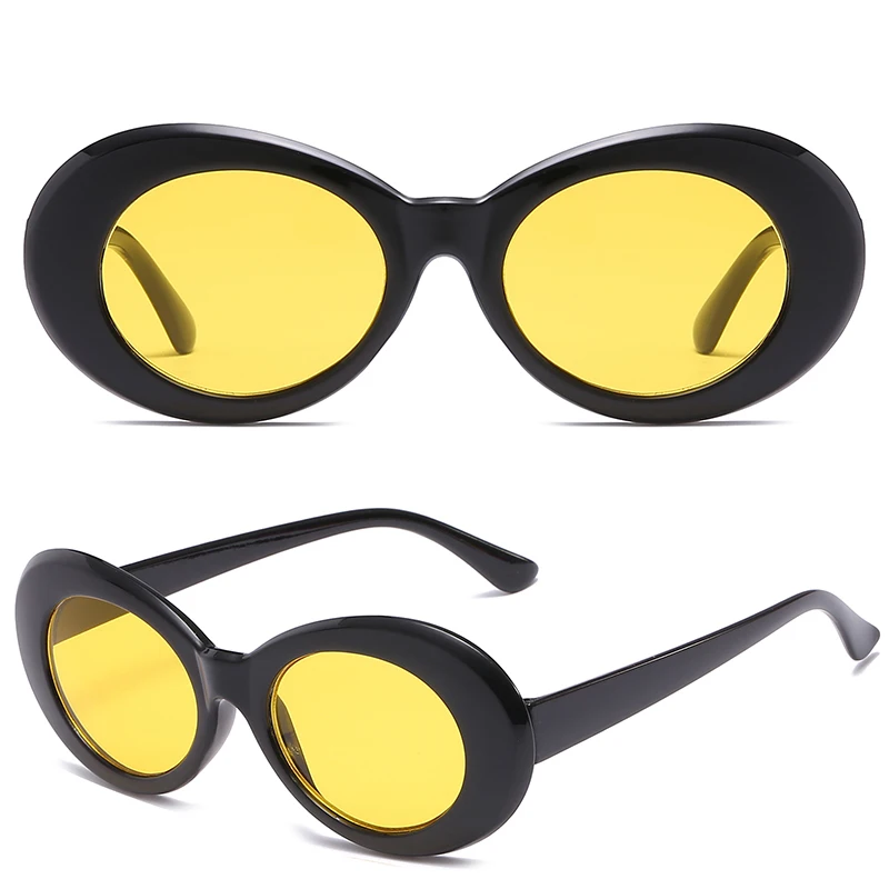 Мода, очки в стиле Курта Кобейна, белые овальные очки, солнцезащитные очки, очки для мужчин и женщин, UV400