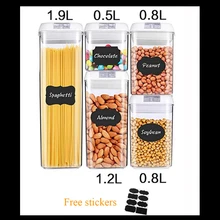  Multi-capacity Plastic Food Storage Box Kitchen Refrigerator Containers Transparent Sealed Cans Lid 1900ml fresh-keeping Tanks 