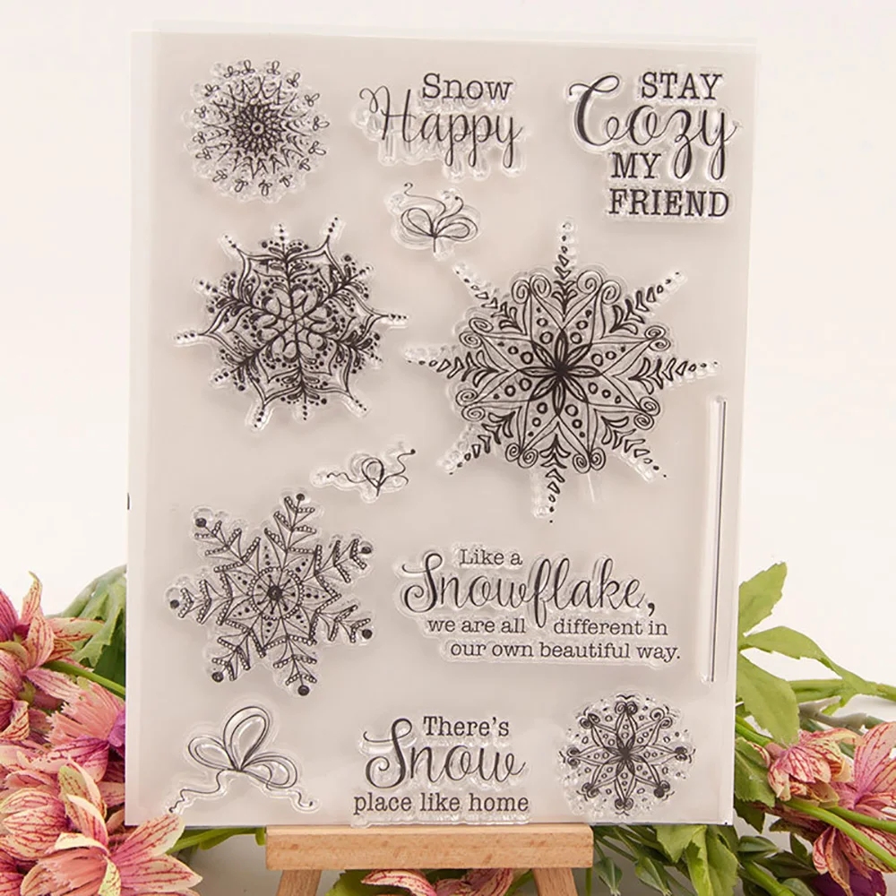 Snow Flake Transparent Silicone Stamp Clear Rubber for Scrapbooking Photo Album Paper Card DIY Craft | Дом и сад
