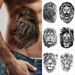 Lightning Lion Temporary Tattoo Sticker For Men Women Adult Wolf Tiger Waterproof Fake Henna Wild Animal Body Art Tatoo
