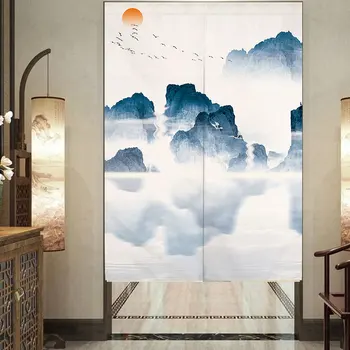 

Chinese Style Ink Landscape Door Curtain Kitchen Toilet Partition Bedroom Occlusion Curtain Feng Shui Curtain