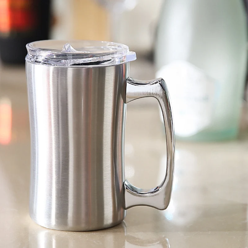 

Insulating Cup, 2 Packs, Stainless Steel Coffee Cup, 15 Oz Coffee Cup, (420 Ml), Double Beer Mug, Tumbler with Handle, Insulated