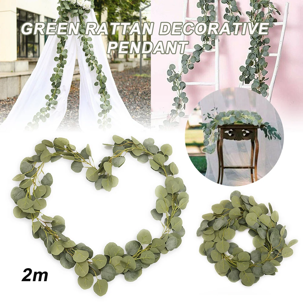 

200cm Greenery Eucalyptus Leaves Silk Artificial Vine Garland Wedding Decor Fake Hanging Party Table Arch Decor 3