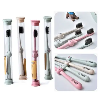

1 Set Children Baby Toothbrush Cartoon Handle Oral Bamboo Charcoal Brush Care Natural Wheat Straw Degradable