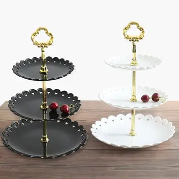 

3 Tier Plastic Cake Stand Afternoon Tea Wedding Plates Party Tableware New Bakeware Cake Shop Three Layer Cake Rack