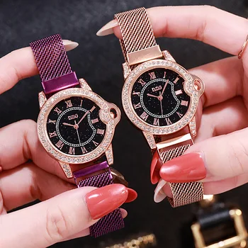 

Watches Women Luxury Brand Crystal Milan Magnet Band Wrist Watch Ladies Fashion Casual Roman Scale Dress Watch Clock Relogio Hot