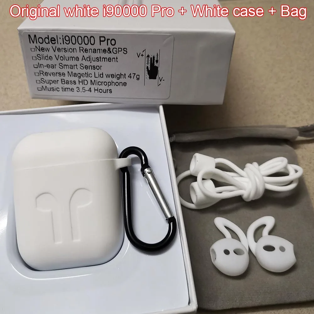 Original Whitecase I90000 Pro TWS Arie 2 беспроводные наушники, gps, супер бас, Bluetooth наушники, раздвижные, регулятор громкости, PK i12 i50000 i9000 tws - Цвет: Original Whitecase