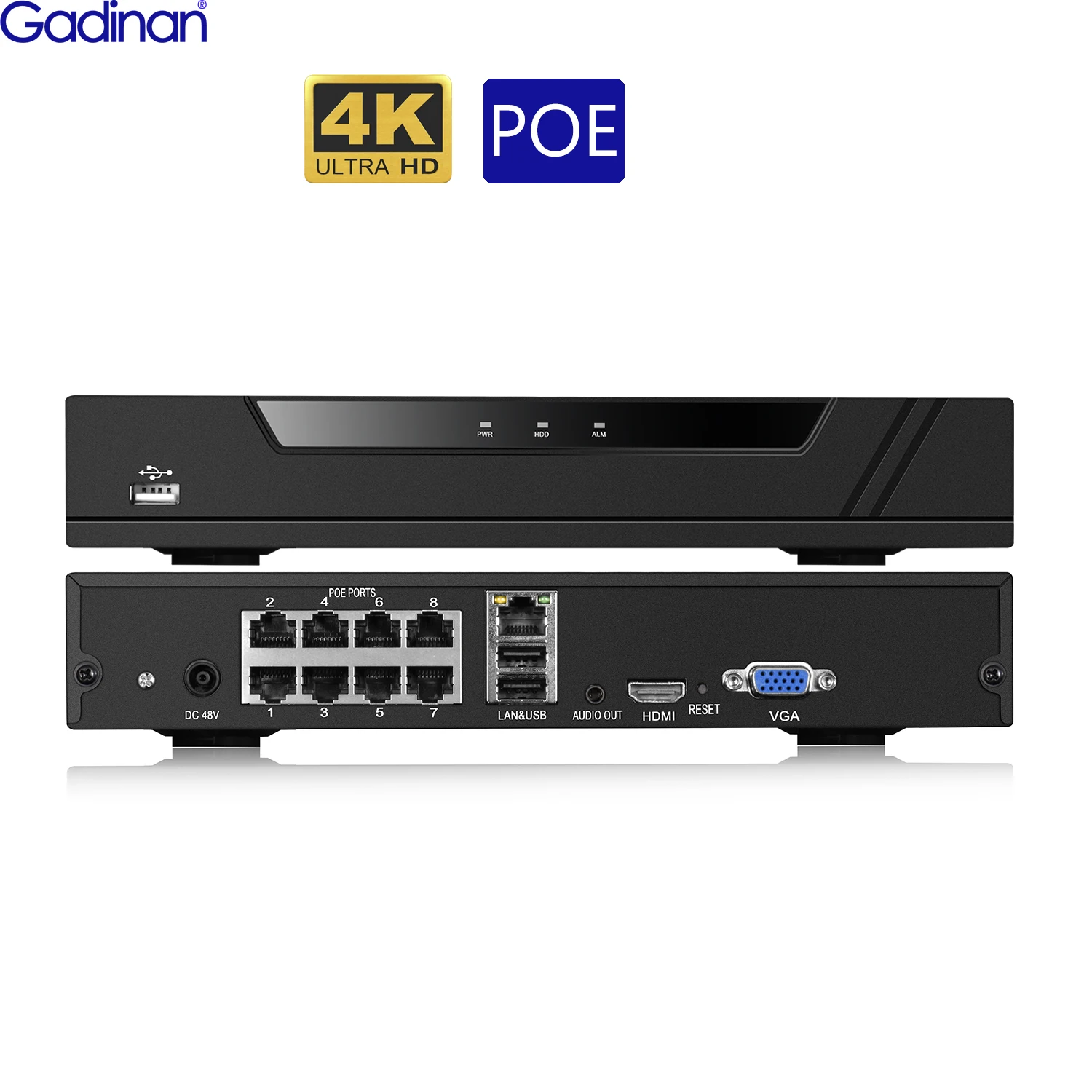 Gadinan 8MP 4K Ultra HD 8CH POE NVR Surveillance Security Network Video Recorder for 1080P/4MP/5MP/8MP/4K IP Camera System | Безопасность