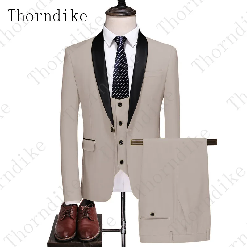 Костюм Thorndike для мужчин; деловая рабочая одежда; Terno; мужские вечерние Смокинги на выпускной; 3 предмета(пиджак+ жилет+ брюки); мужской костюм