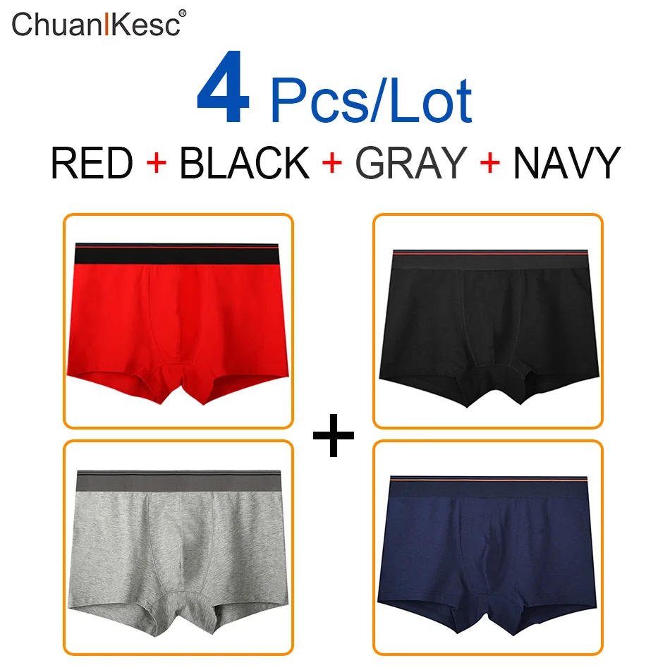 4 Pcs/Lot Men's Boxer Pants Youth Sports Underpants Pure Cotton Sweat Absorbing Big U-Pouch Sexy Boy's Underpants