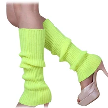 Новинка; Женские однотонные вязаные гетры; Флуоресцентный желтый цвет