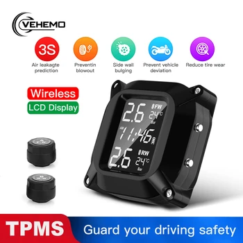 

New Tire Pressure Monitoring System Motorbike 2PCS Sensor Tire Pressure Alarm USB Interface Motorcycle TPMS Explosion Proof