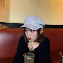 Мужская Женская Весенняя Кепка для крикета в Корейском стиле, повседневная полосатая восьмиугольная кепка в стиле ретро, британский Бейли, живописец, универсальная