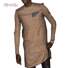 Лоскутный мужской африканский халат, одежда для мужчин, рубашки с круглым вырезом, модная рубашка с длинными рукавами, индивидуальный заказ, африканская одежда, WYN686