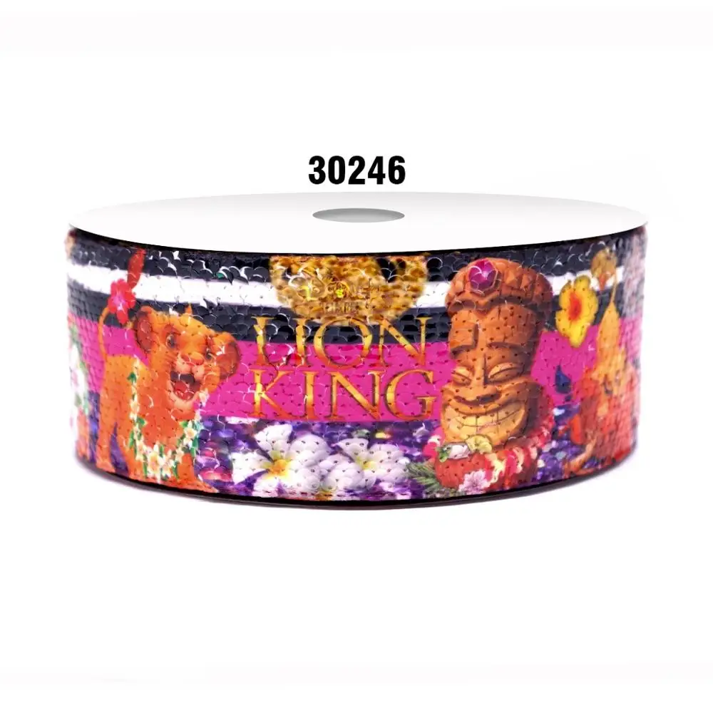 

Free shipping reversibal printed sequin ribbon 30246