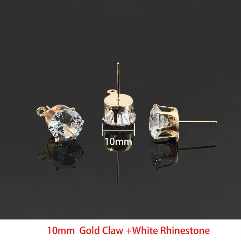10mm gold claw 10 шт. цвета: золотистый, серебристый Цвет 3/4/5/6/8/10 мм, циркон, кристалл, фурнитура для пусет с отверстием ушные капли Для женщин девушки Diy Серьги Brincos, можно носить - Цвет: 10mm gold claw