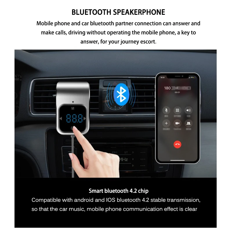 Быстрое Автомобильное зарядное устройство с двумя USB выходами MP3-плеер bluetooth-приемник USB fm-передатчик модулятор Автомобильный Aux беспроводной радиоадаптер