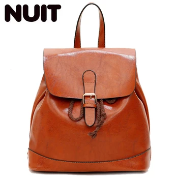 

Vintage Women Backpacks Oil Wax Leather School Backpack Large Capacity School Bag For Teenage Girls Travel Backpack Mochila