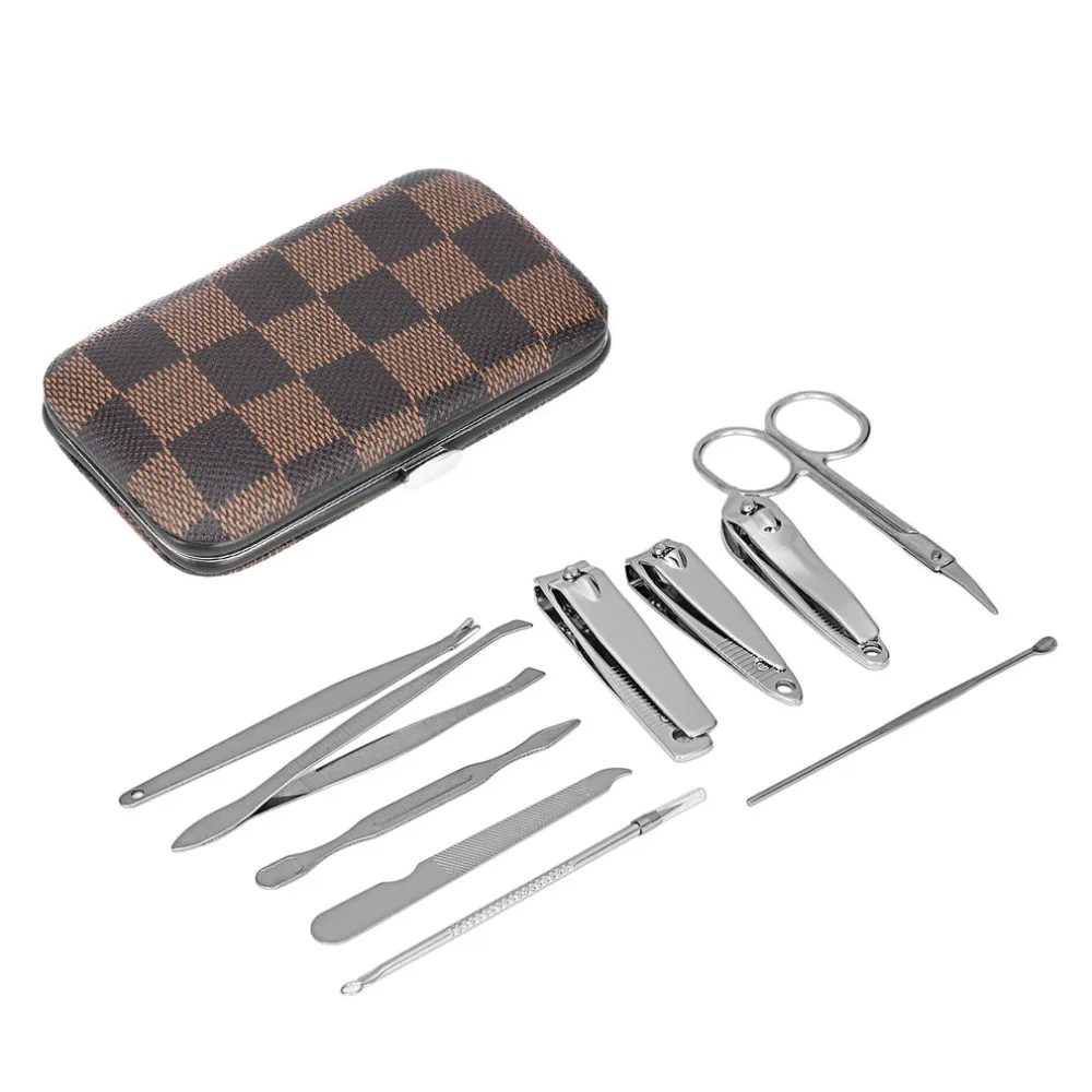 10PCS/Set Stainless Steel Universal Home Office Manicure Set Nail Clippers Cleaner Grooming Kit Nail Care Tool Sets