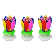 Hot-3 Pack Musical Birthday Candle Multicolor Musical Candle Lotus Rotation Play Music Colorful Music Birthday Candle