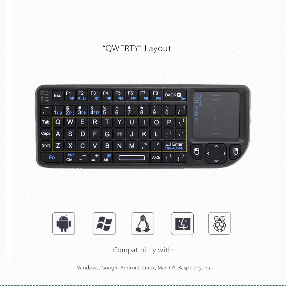 Rii Mini X1 Французский Испанский Португальский мини беспроводная клавиатура 2,4 ГГц Air mouse с Портативный сенсорный планшет для Android tv Box Mini PC
