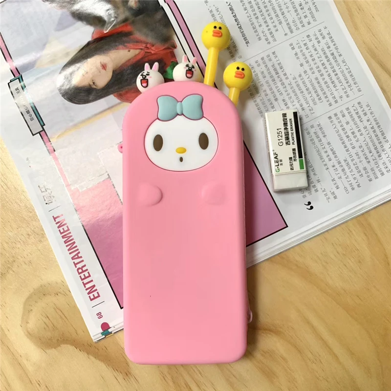 flat pencil case Чехол-карандаш мультфильм карандаш динозавр сумка для детей девочки подарок офисные школьные принадлежности кавайи канцелярские Силиконовые молнии Карандаш Чехол - Цвет: flat pencil case