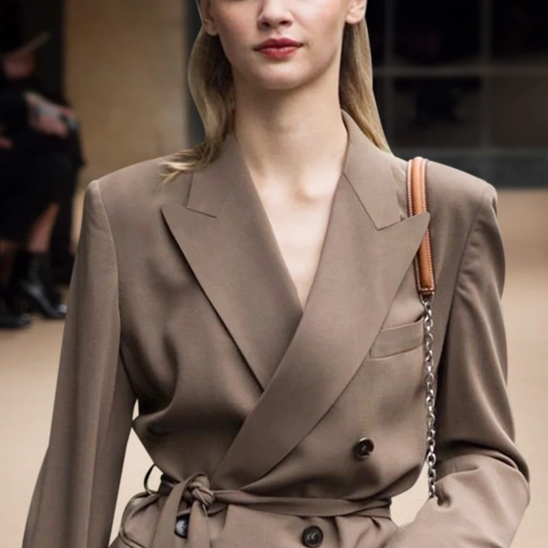 Blazer Dress Women Long Sleeve Runway Designer Vintage Double Breasted Office Lady Dress Suit Jacket Coat Fashion Party Dresses