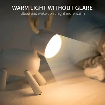 

Silicone Elk Deer Rotary Night Light USB Rechargeable ail Adjustable Timing Lamp Intelligent Atmosphere Light Kids Bedroom Decor