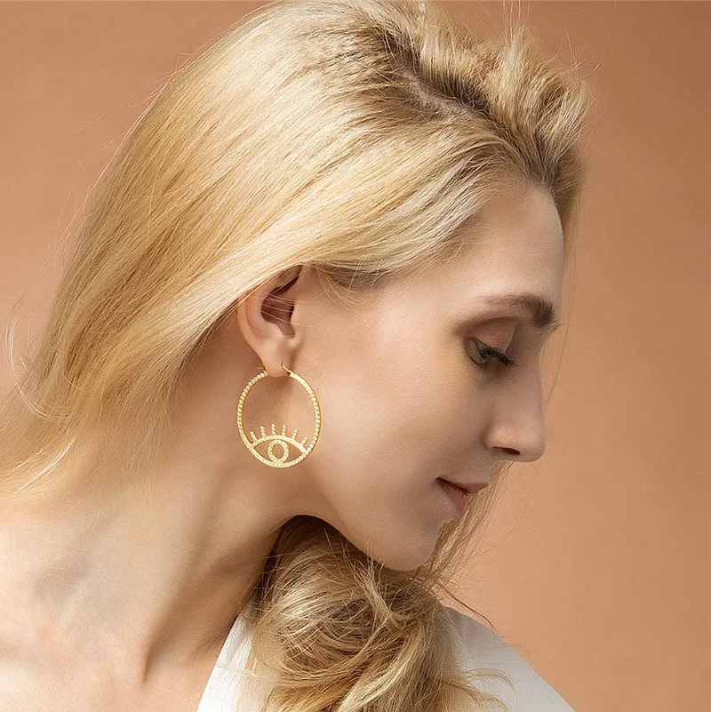 Queen Lotus High Quality Eye Design Earrings For Women Drop Earrings AAA Zircon Fashion Jewelry For party