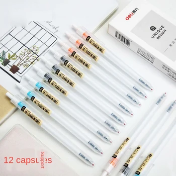 

Deli Novelty Gel Pen Transparent Simple Cute Neutral Pen 0.5 Full Needle Kawaii Neutral Carbon Pen Student Office Writing Tools