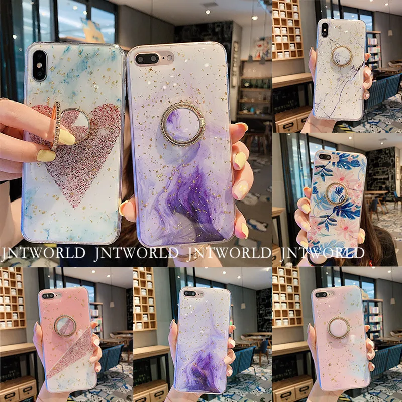 

Luxury Bling Fashion Crystal Marble Diamond Ring Holder Stand TPU Phone Case Cover For iPhone 6 7 8 Plus XS Max X XS XR Creative