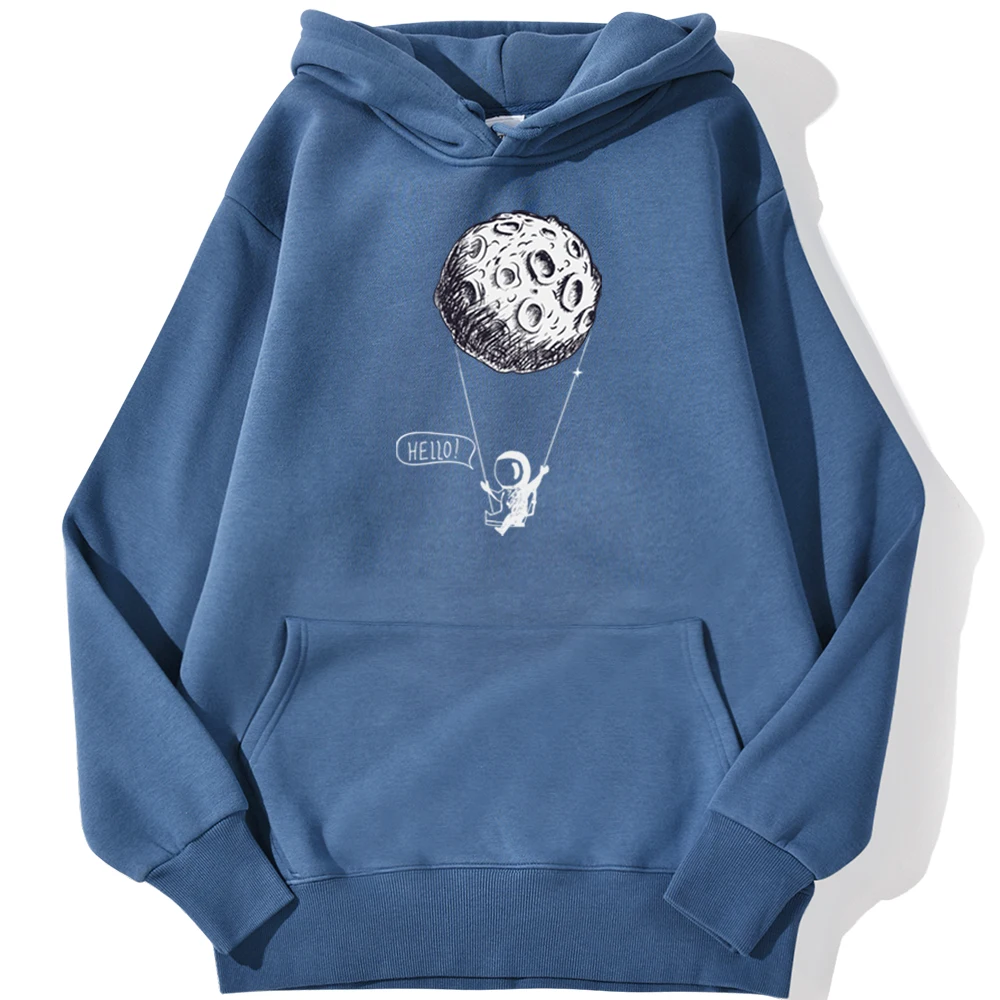 

To The Moon Astronauts Cartoon Pullover Man Autumn Casual Hoodie Sweatshirts Fleece Warm Hooded Hip Hop Harajuku Streetwear