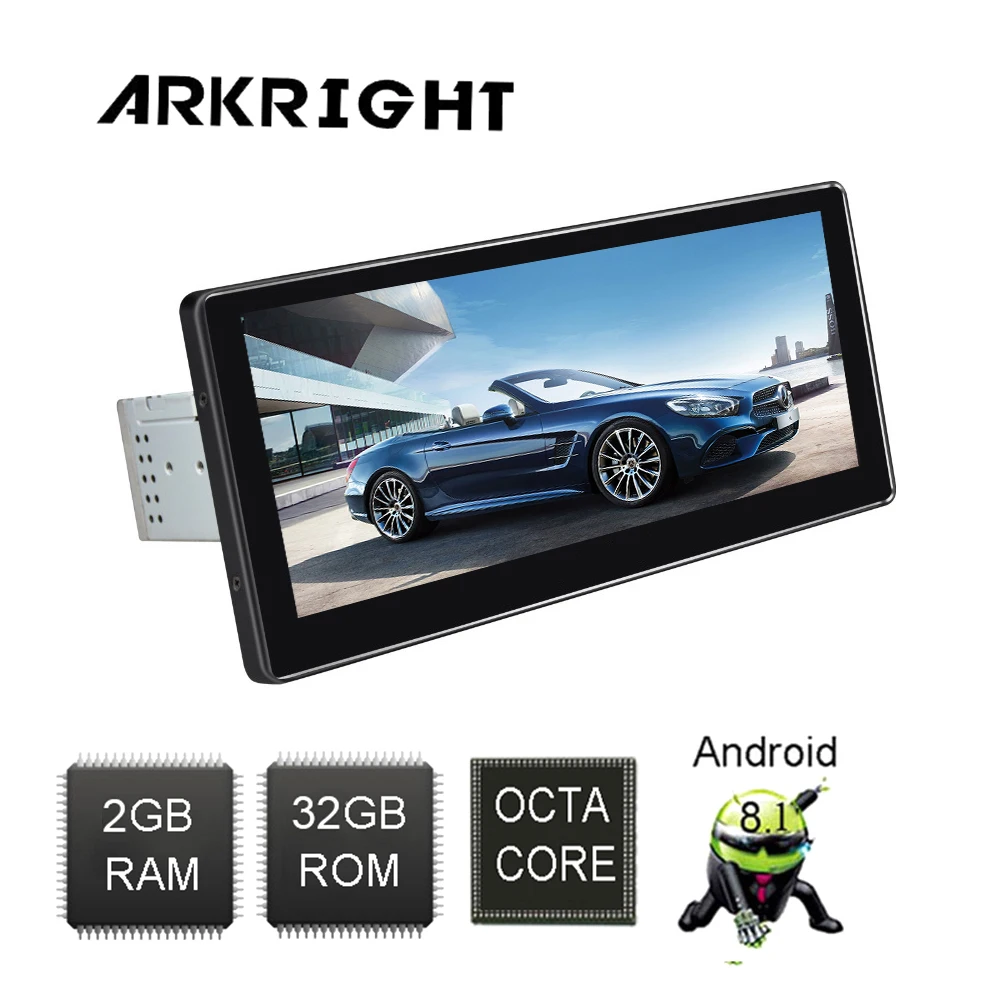 ARKRIGHT 10,25 ''1Din 32 ГБ Android 8,1 головное устройство Восьмиядерный аудио для стерео-Радио автомобильной универсальный мультимедийный плеер встроенный DSP 4G