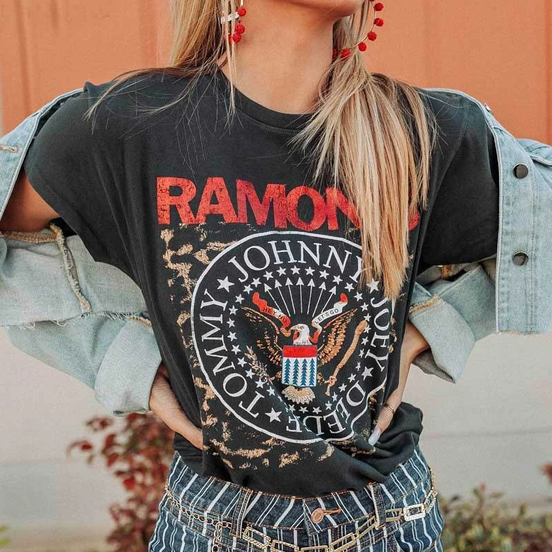Camiseta vintage chic para mujer, Camisetas estampadas algodón para mujer, camisetas punk retro para mujer, tops de verano 2021| Camisetas| - AliExpress