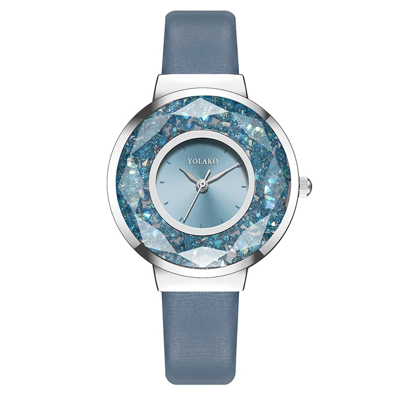 Light Blue Лидер продаж, женские модные часы с бриллиантами, зыбучие пески, драгоценные камни, персональные женские наручные часы, кварцевые креативные повседневные платья, Relogio Feminino - Цвет: Light Blue