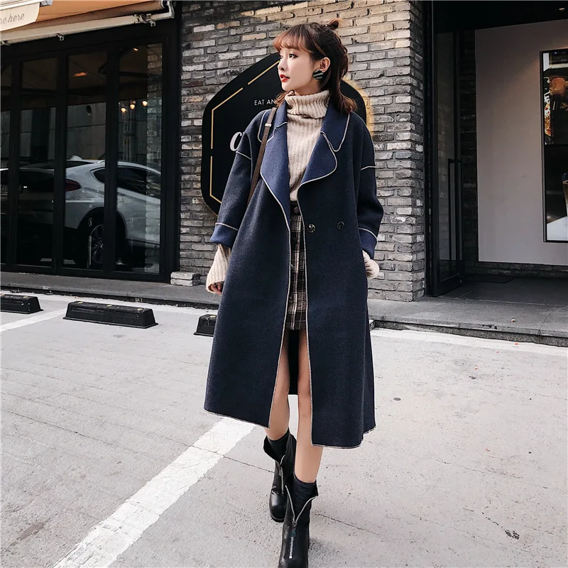 

Photo Shoot Autumn And Winter Coat Mid-length Loose-Fit Woolen Cloth Cashmere Wool Woolen Coat Women's