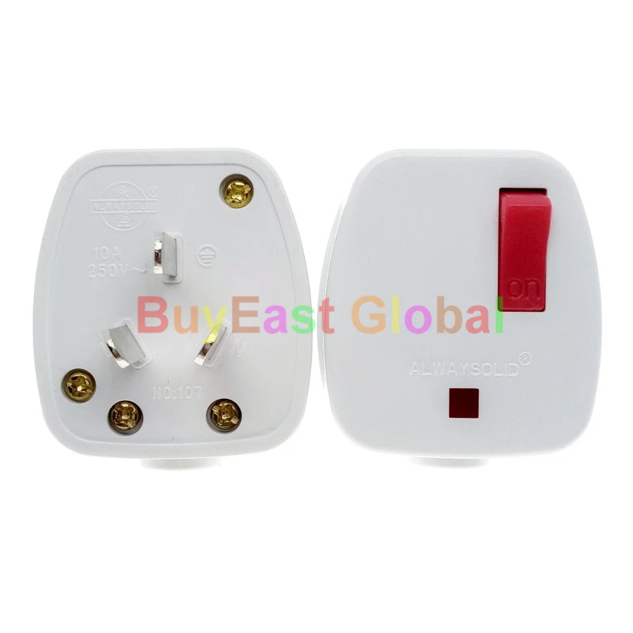 3 шт.) китайский стандарт 3 Pin DIY Rewireable Plug AC100~ 250V 10A w/главный выключатель питания светодиодный индикатор
