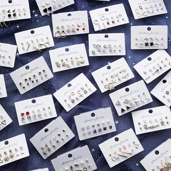 

12 pcs/set Silver Color Needle Korean Simple Small Earrings Mini Stud Earrings for Girl Women Trend Jewelry Accessories